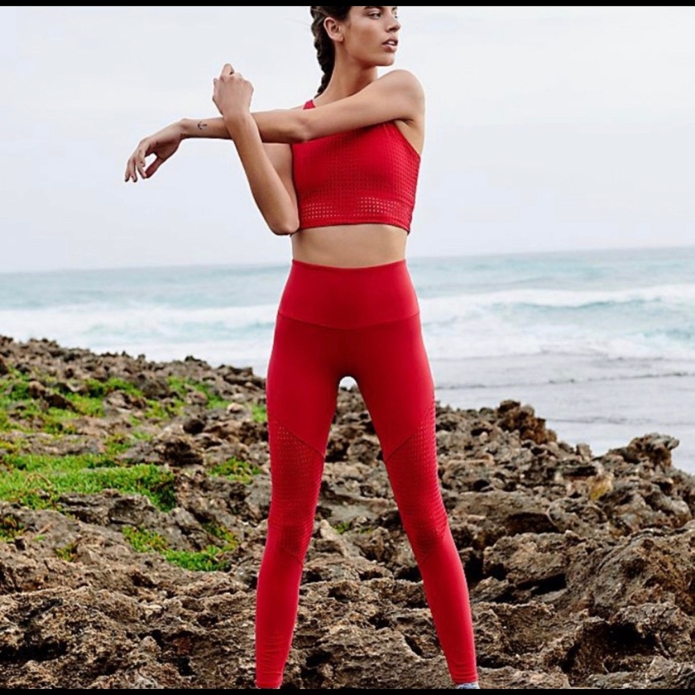Free People x Onzie Red Track Leggings
